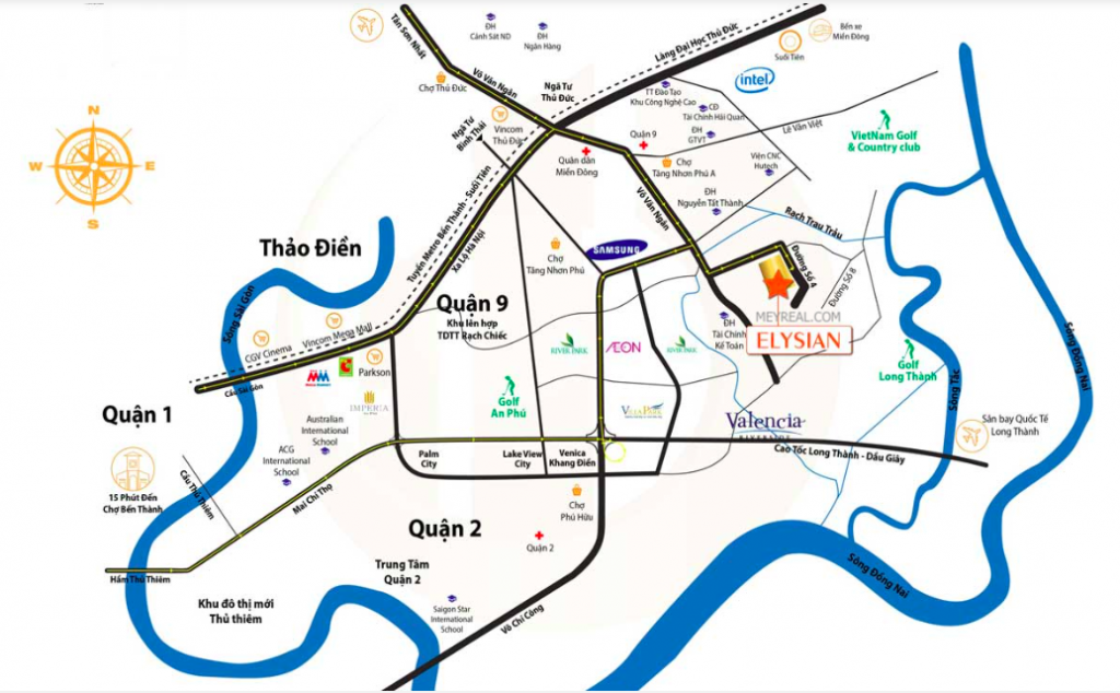 vị trí dự án elysian thủ đức